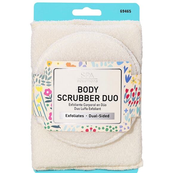 K-Care: Cala Spa Solutions Body Scrubber Duo*Floral*2 shower scrubbers*Exfoliate - Picture 1 of 1